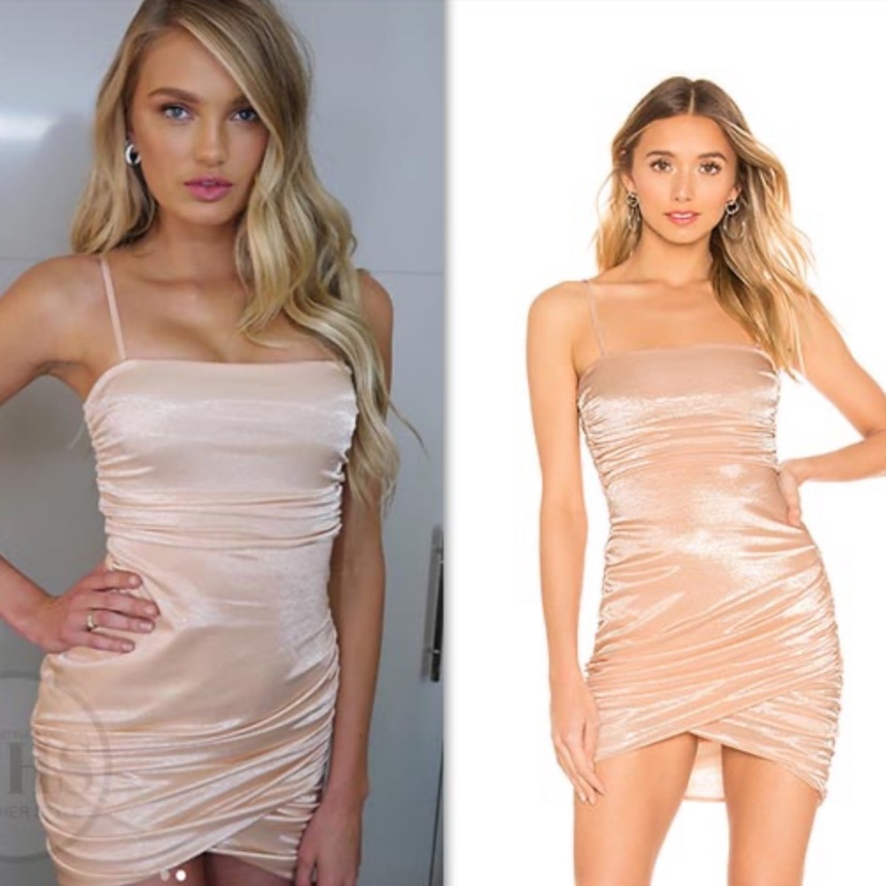 h:ours Luiza Mini Dress in Nude Lipgloss